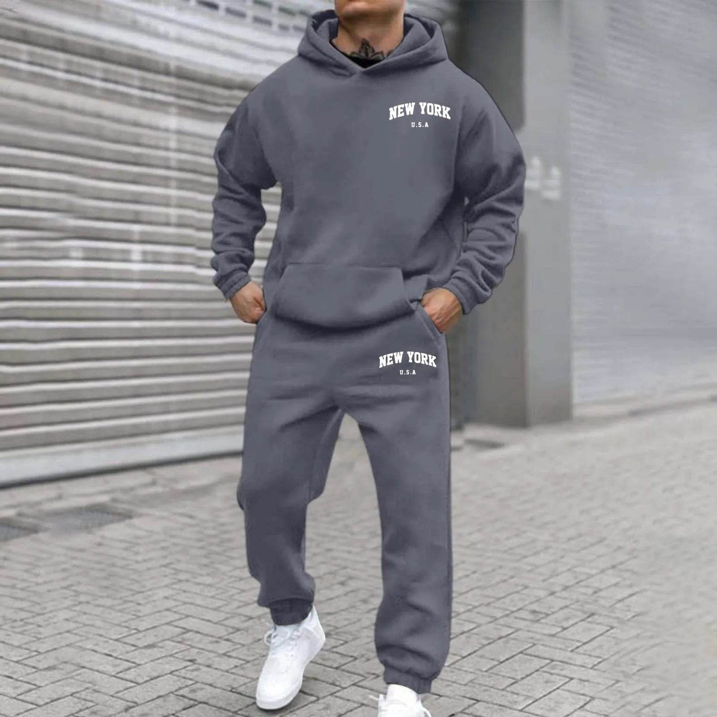 Oversize Men's Tracksuit Set - Autumn Fashion Hooded Sweatshirt & Pants - Buy Center US