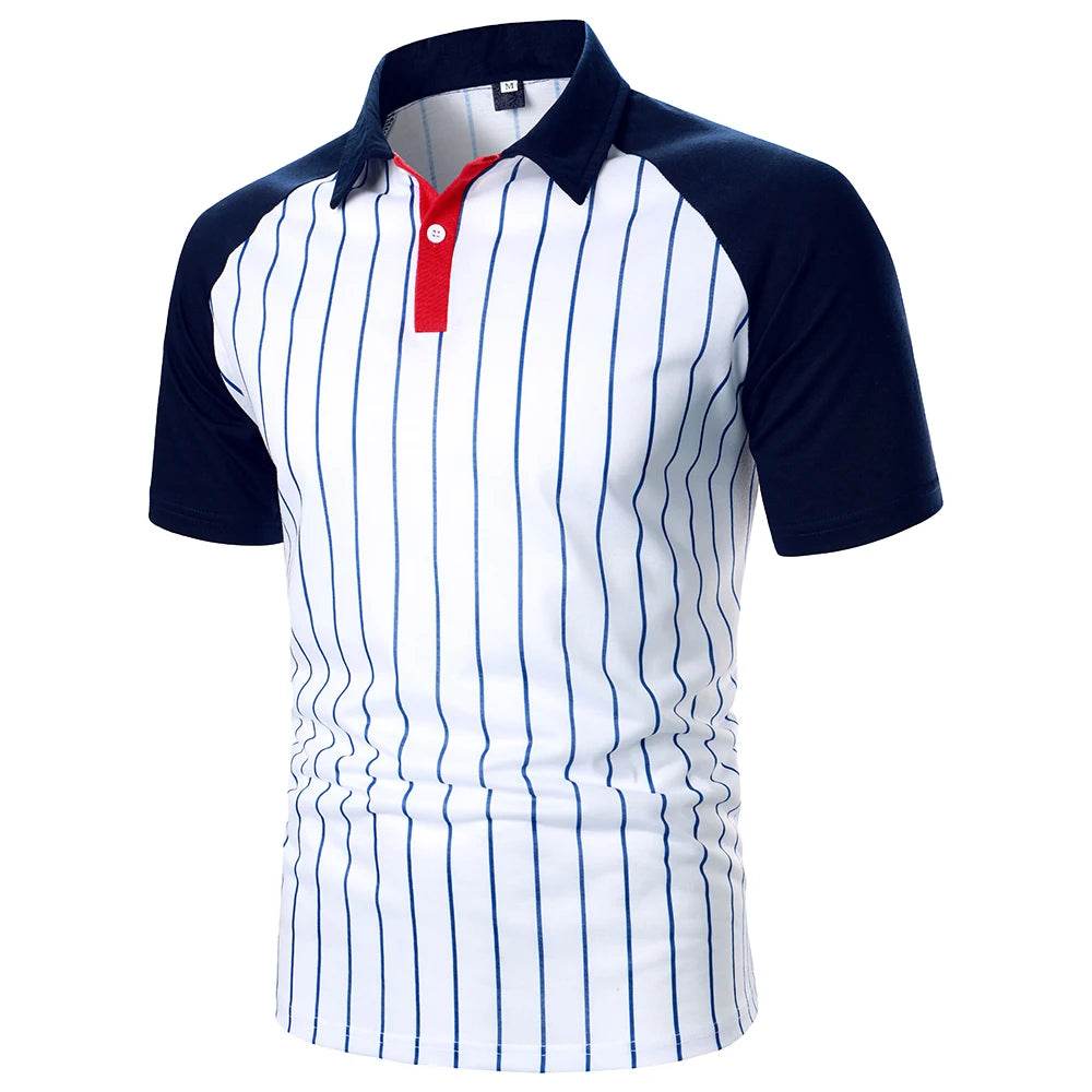 Men's Stripe Polo Shirt - Classic Casual Streetwear for Spring & Summer - Buy Center US