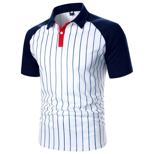 Men's Stripe Polo Shirt - Classic Casual Streetwear for Spring & Summer - Buy Center US