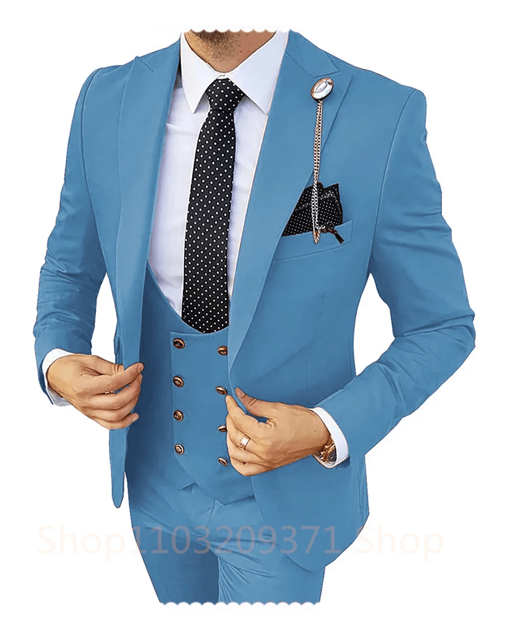 Khaki Men's Slim Fit 3-Piece Suit - Wedding Blazer, Vest & Pants - Buy Center US