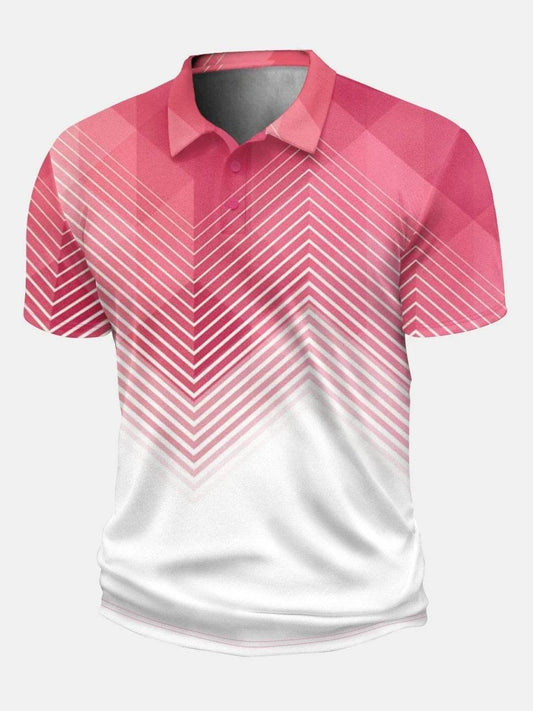 2025 Men's Casual Polo Shirt - 3D Gradient Stripe Print for Everyday Wear - Buy Center US