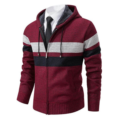 ENWEIGE Men's Hooded Sweater Coat - Warm Velvet Padded Knit Cardigan - Buy Center US