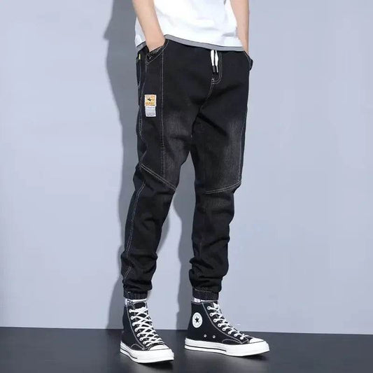 Men's Loose Casual Jeans - Trendy Harlan Splice Trousers for Autumn - Buy Center US