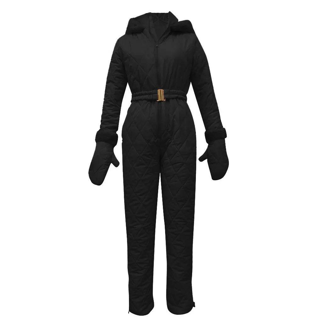 Women's Winter Ski Jumpsuit - Thick Down Coat with Zipper Closure - Buy Center US