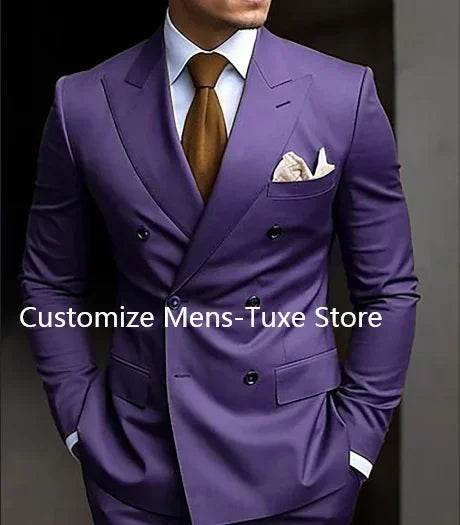 High Quality Brown Men's Suits - Double Breasted Slim Fit Blazer & Pants - Buy Center US