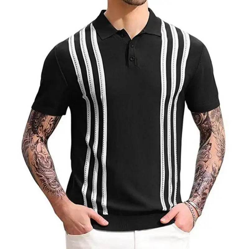 XFT Vintage Men’s Stripe Polo Shirt - Casual Summer Short Sleeve Fashion - Buy Center US