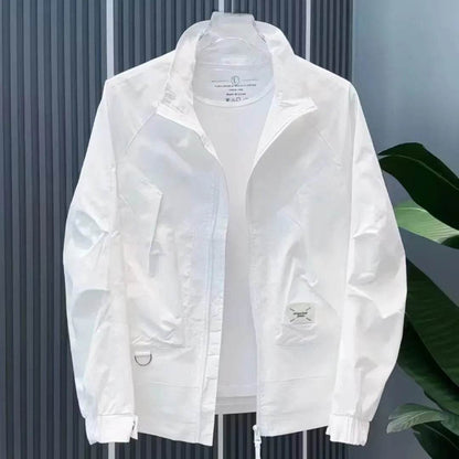 Casual Men's Autumn Jacket - Breathable Solid Color Stand Collar Design - Buy Center US
