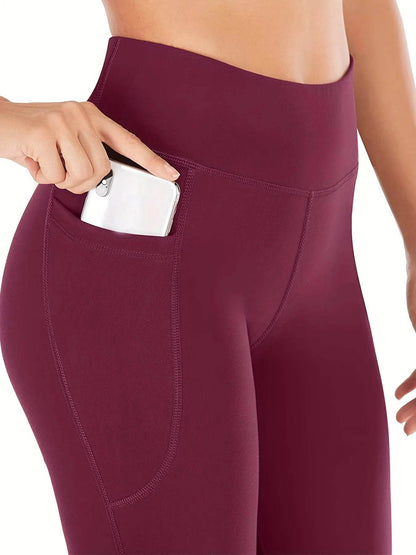 Women's Flared Yoga Pants with Pockets - High Waist, Casual Fit - Buy Center US