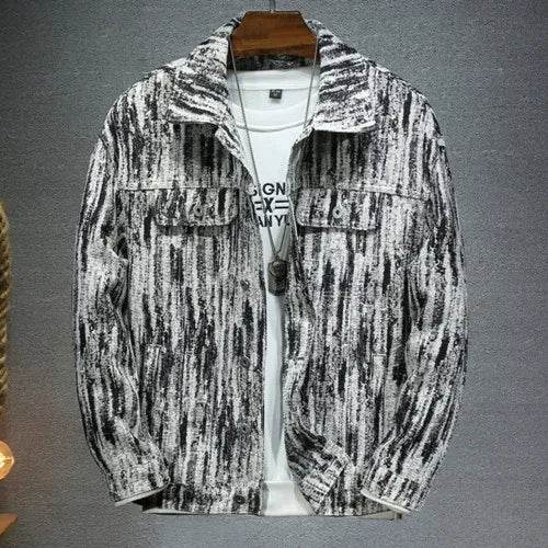 Qj Cinga Men's Casual Denim Jacket - Single-Breasted, Pure Color Style - Buy Center US