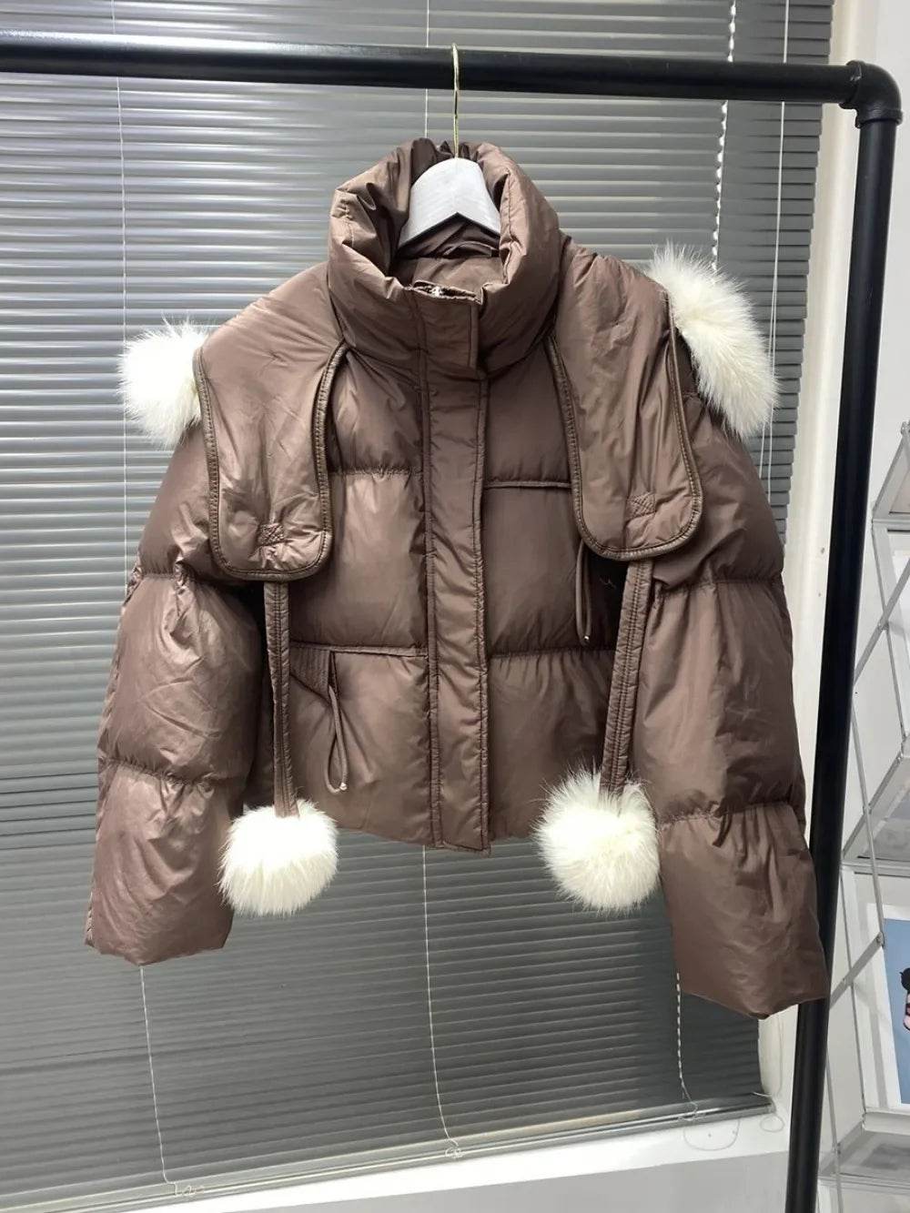 Women's Hooded Real Fox Fur Coat - Thick Puffer Jacket 2024 - Buy Center US