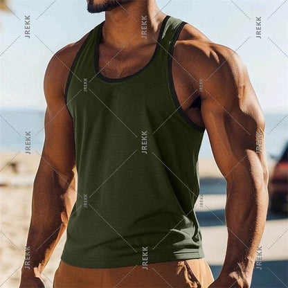 Casual Men's Solid Color Tank Top - Breathable Sleeveless Summer Tee - Buy Center US