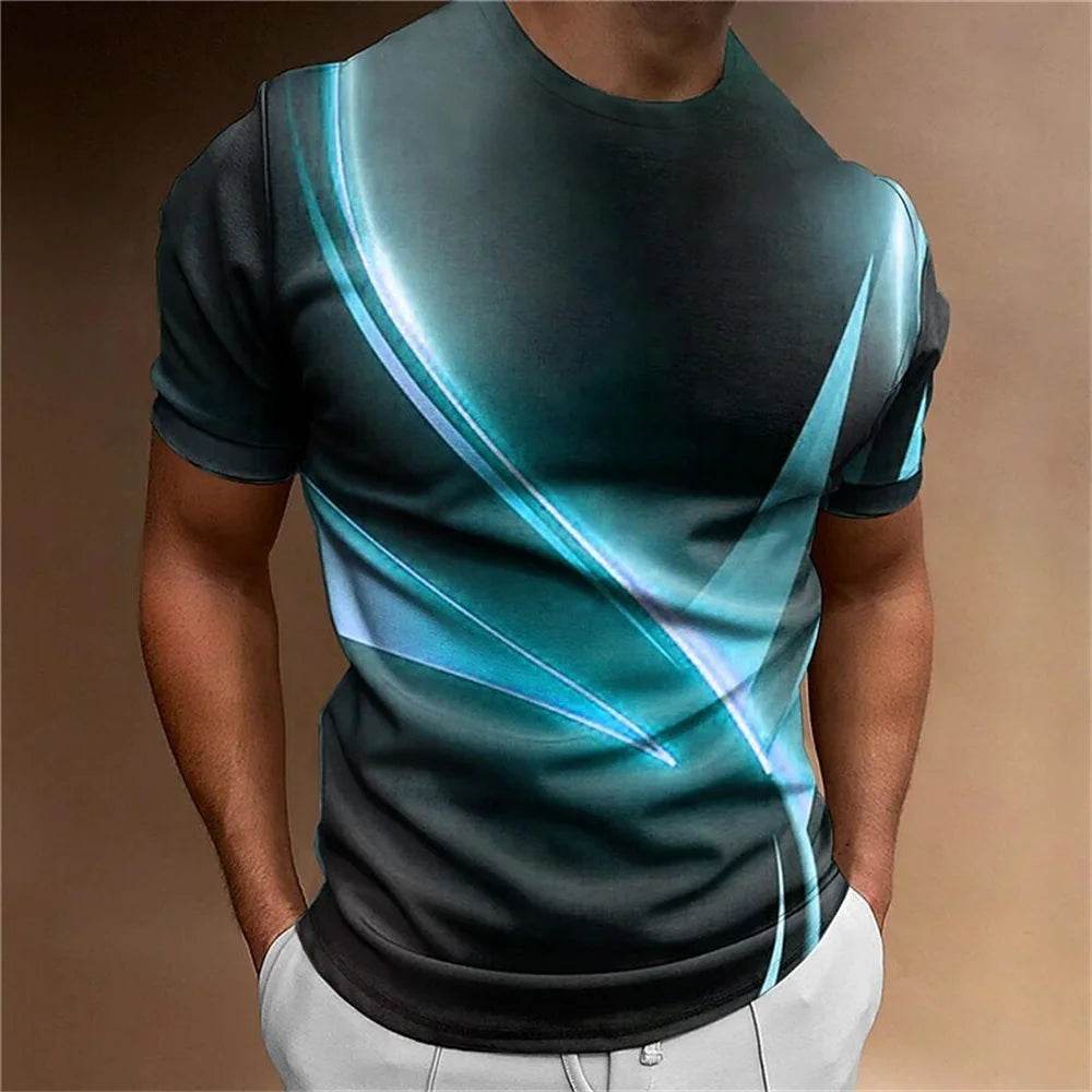 Men's Casual Loose T-Shirt - Vintage Black & White Striped 3D Print - Buy Center US