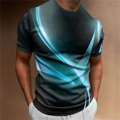 Men's Casual Loose T-Shirt - Vintage Black & White Striped 3D Print - Buy Center US