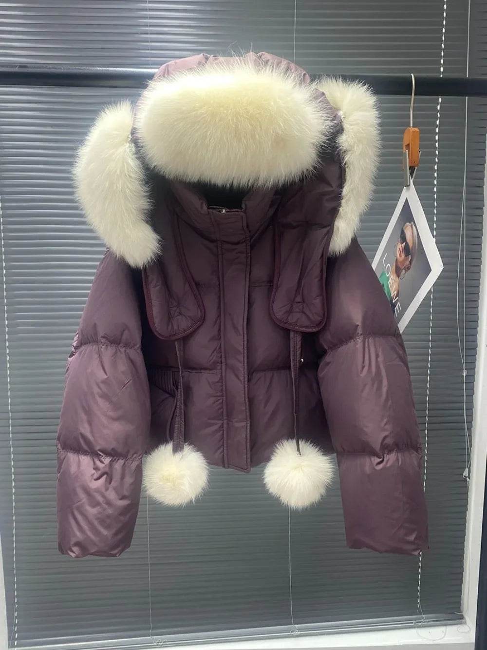 Women's Hooded Real Fox Fur Coat - Thick Puffer Jacket 2024 - Buy Center US
