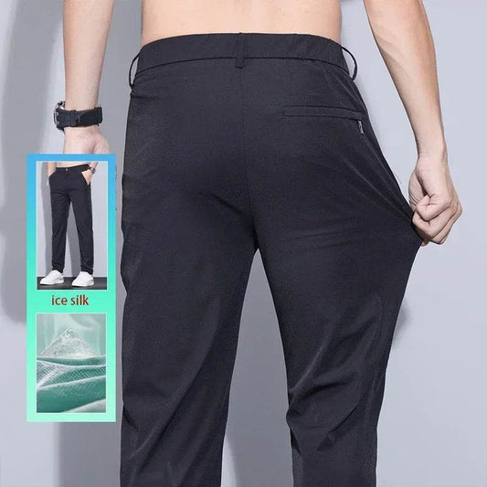 KUBRO Men's Ice Silk Trousers - Breathable, Lightweight Casual Pants - Buy Center US