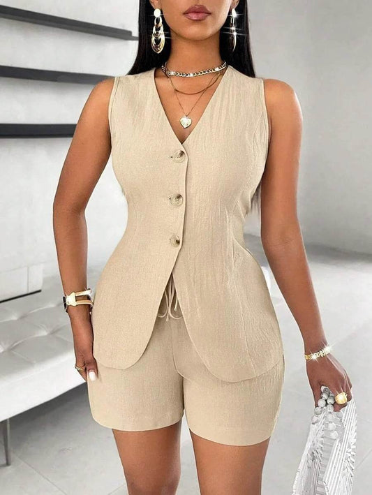 FUXIONGFU Women’s Summer Two-Piece Fashion Set - Elegant Office Look - Buy Center US