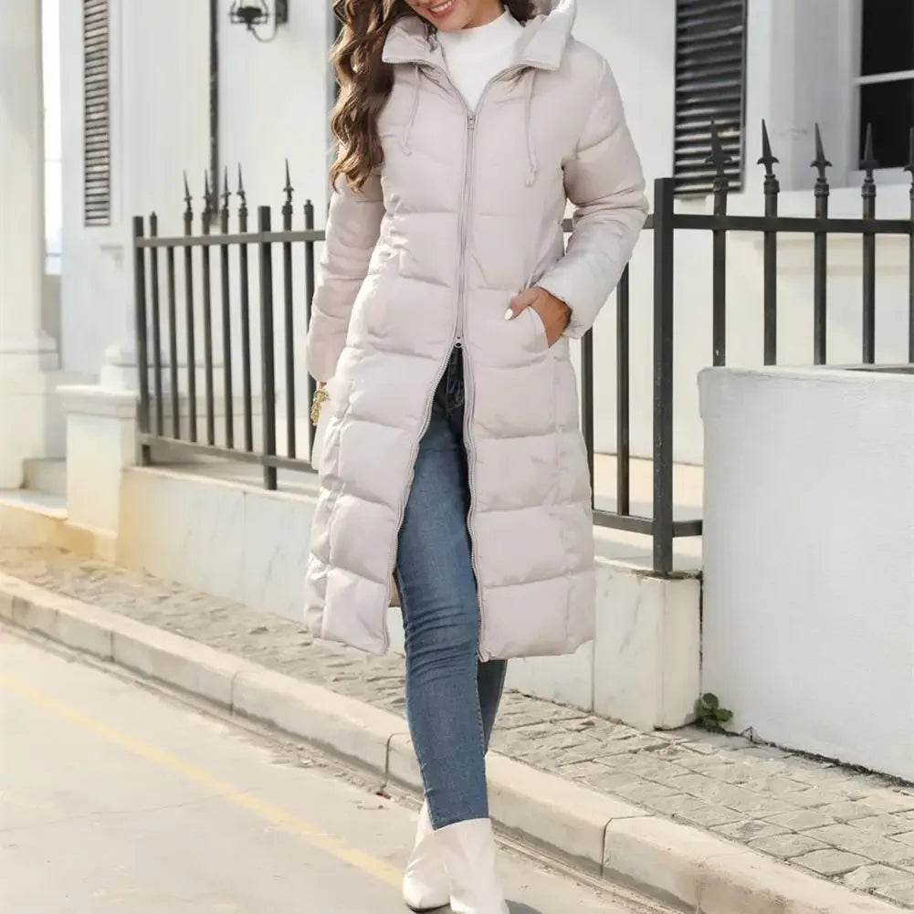 Women's Hooded Down Coat - Medium Long Slim Fit Stylish Parka - Buy Center US