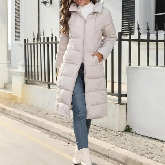 Women's Hooded Down Coat - Medium Long Slim Fit Stylish Parka - Buy Center US