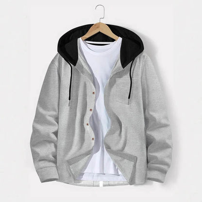 BOILEN HENG XIN Men’s Hooded Cardigan - Casual Waffle Knit Coat - Buy Center US