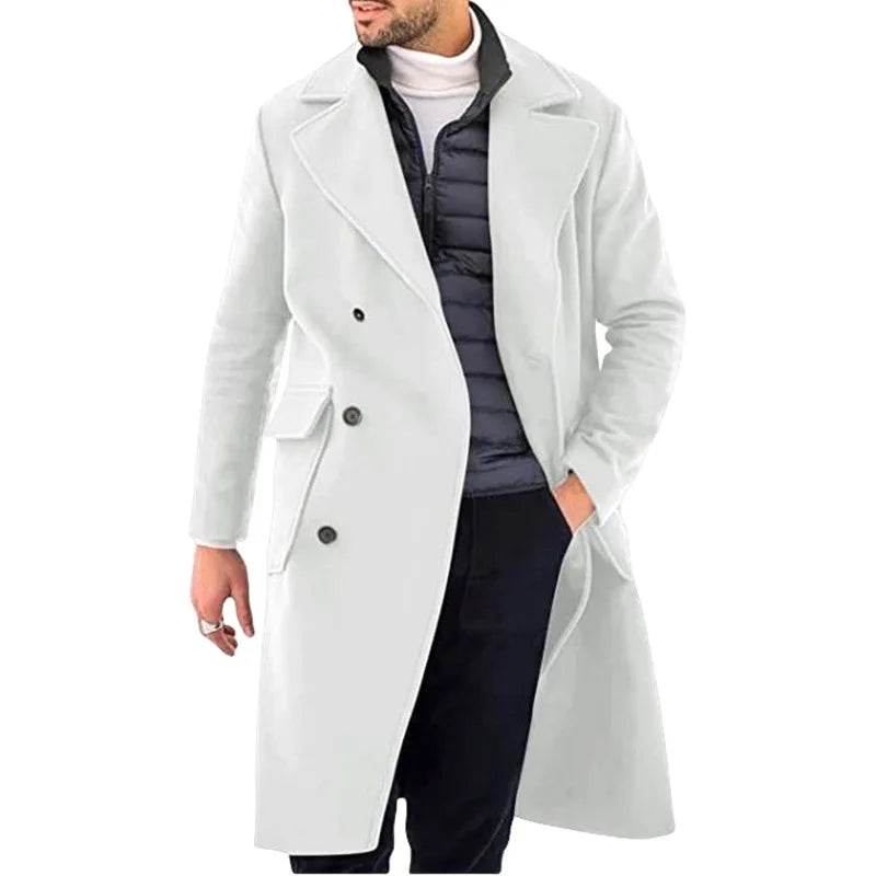 DOUYIFGGG Men's Long Woolen Overcoat - Casual Winter Fashion Jacket - Buy Center US