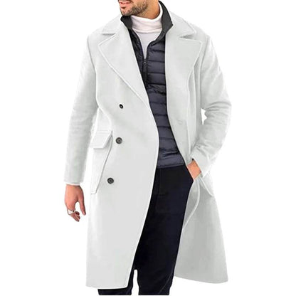 DOUYIFGGG Men's Long Woolen Overcoat - Casual Winter Fashion Jacket - Buy Center US