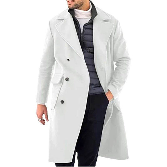 DOUYIFGGG Men's Long Woolen Overcoat - Casual Winter Fashion Jacket - Buy Center US