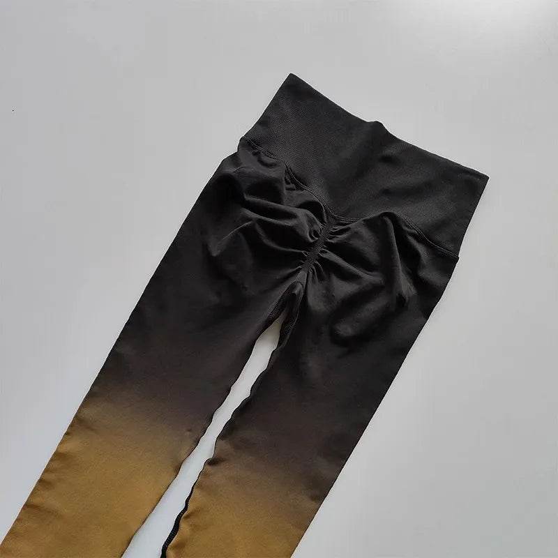 Women's High Waist Gradient Yoga Pants - Elastic Fit & Ankle-Length - Buy Center US