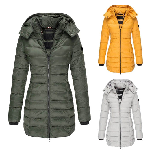 Women's Slim Fit Hooded Down Jacket - Warm Polyester Parka - Buy Center US