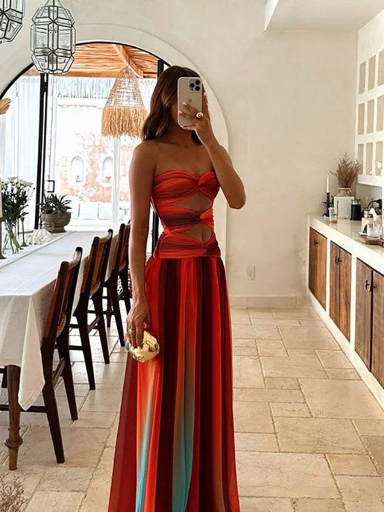 Beainmmry Sexy Hollow Maxi Dress - Off Shoulder Backless Chic Wear - Buy Center US