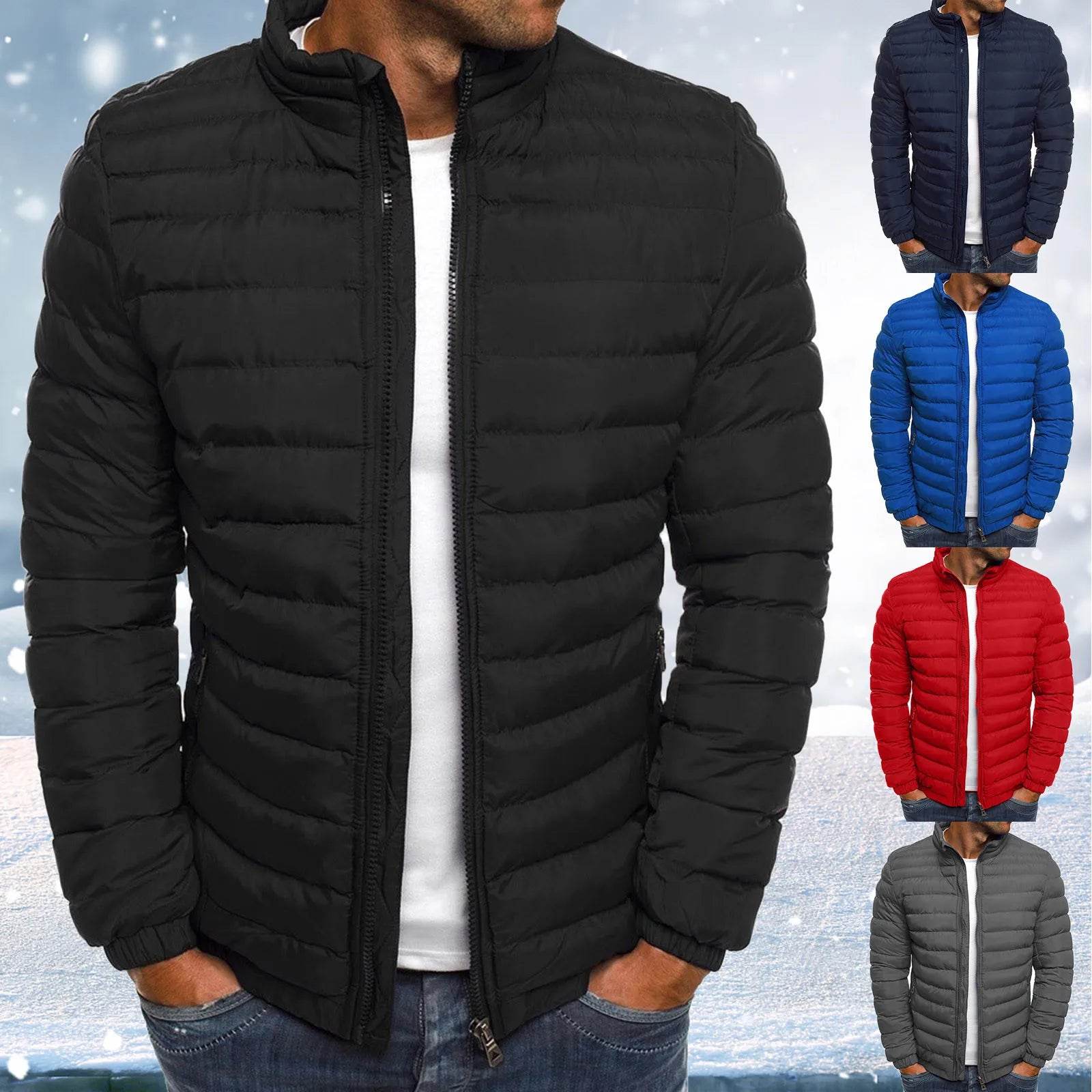 Plus Size Winter Jacket for Men - Casual Cotton Padded Warm Puffer Coat - Buy Center US