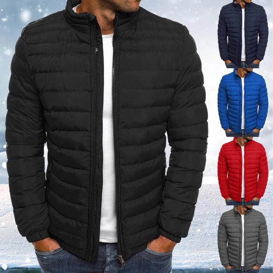 Plus Size Winter Jacket for Men - Casual Cotton Padded Warm Puffer Coat - Buy Center US
