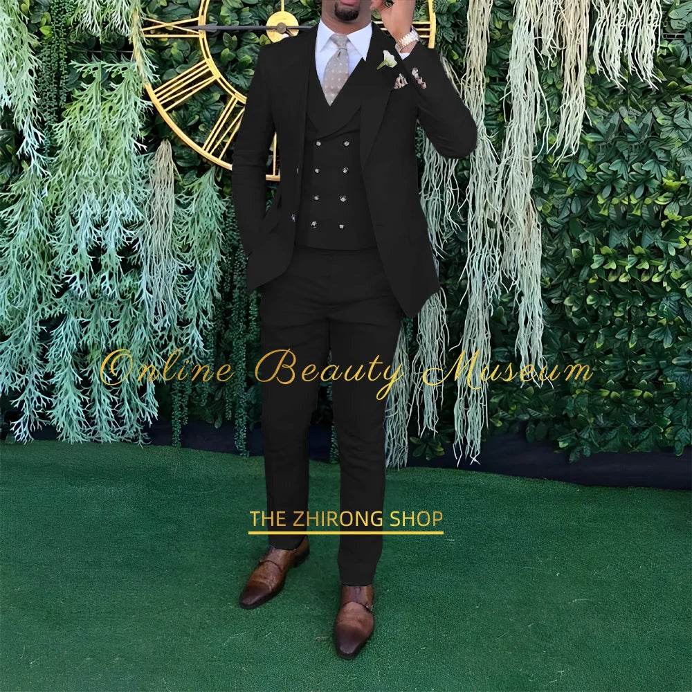 Men's 3-Piece Wedding Suit - Elegant Single-Breasted Jacket & Trousers - Buy Center US