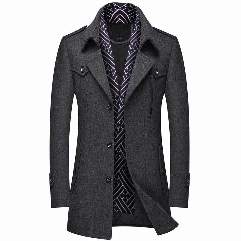 FAVOCENT Men's Woolen Coat - Thicken Mid-Length Trench for Autumn - Buy Center US