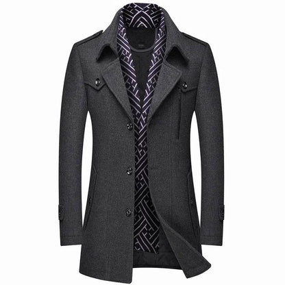 FAVOCENT Men's Woolen Coat - Thicken Mid-Length Trench for Autumn - Buy Center US