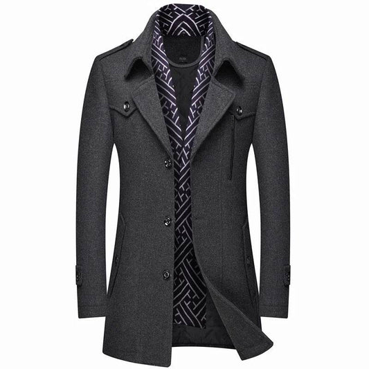 FAVOCENT Men's Woolen Coat - Thicken Mid-Length Trench for Autumn - Buy Center US