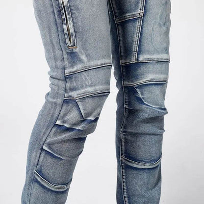 Trendy Two-Tone Distressed Jeans for Men - Slim Fit Summer Pants - Buy Center US