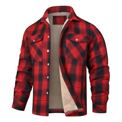 Men’s Casual Plaid Winter Jacket - Soft Plush Long Sleeve Outerwear - Buy Center US