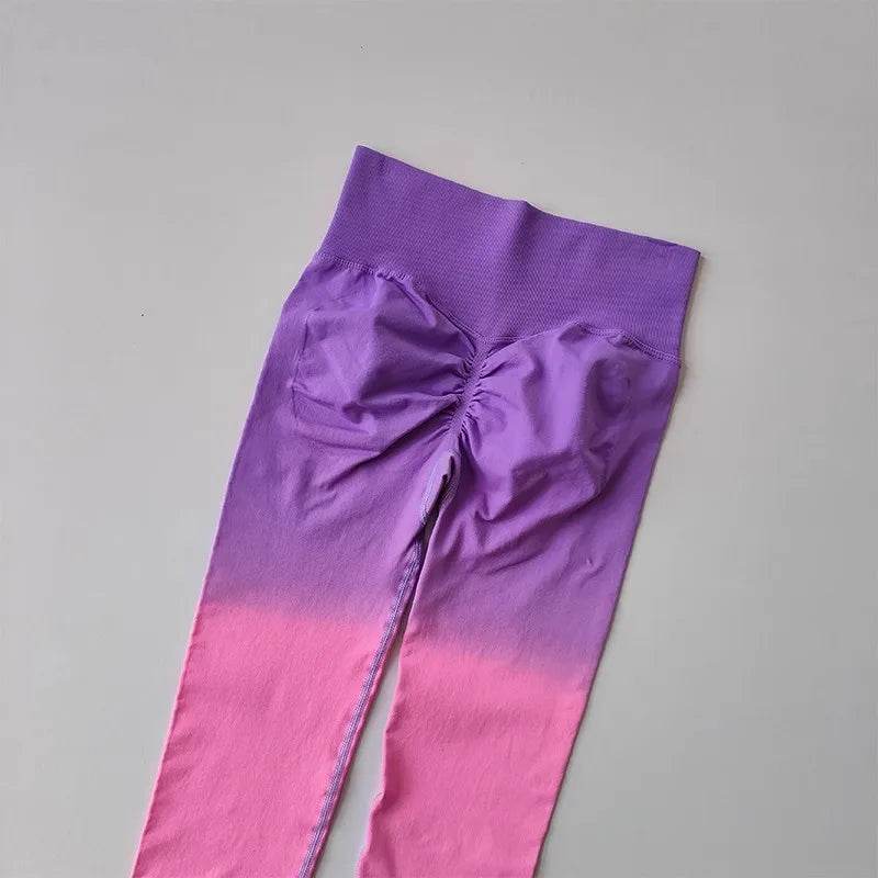Women's High Waist Gradient Yoga Pants - Elastic Fit & Ankle-Length - Buy Center US