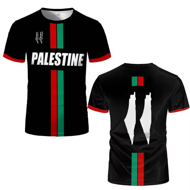 Men's 3D Printed Palestinian Flag T-Shirt - Casual Short Sleeve Tee - Buy Center US