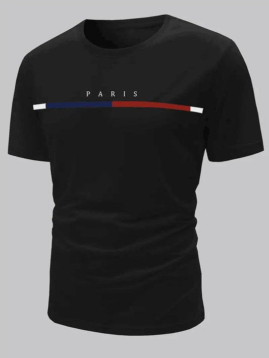 Men's Paris Pattern T-Shirt - Breathable Summer Casual Wear - Buy Center US