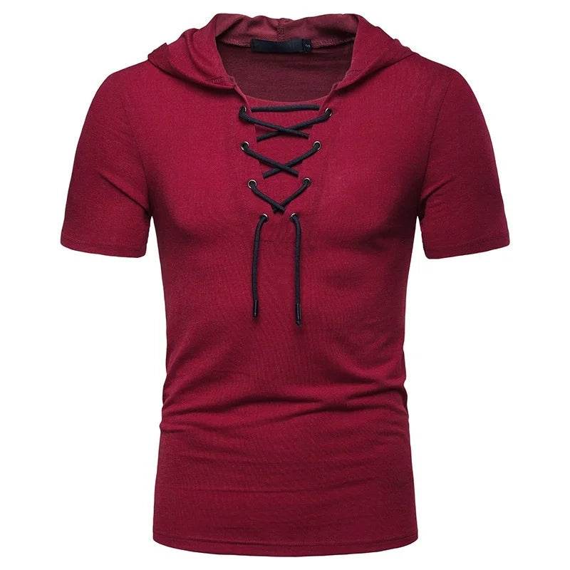 Men's Hooded Casual T-Shirt - Lightweight, Breathable, Drawstring Design - Buy Center US