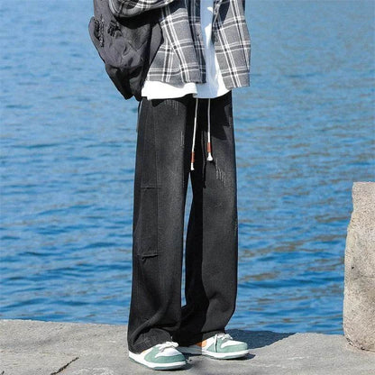 Autumn Distressed Baggy Jeans for Men - Y2K Fashion & Patchwork - Buy Center US