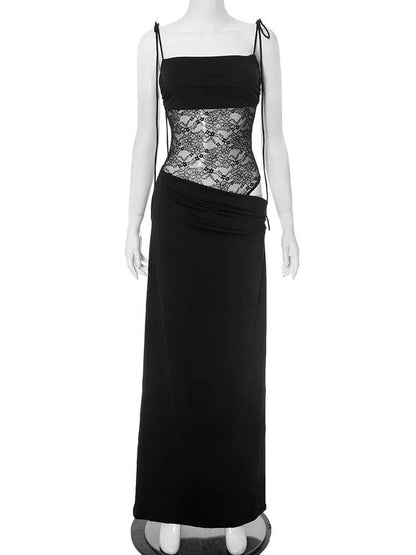 Elegant Lace Cut Out Maxi Dress - Sexy Spaghetti Strap Women’s Wear - Buy Center US