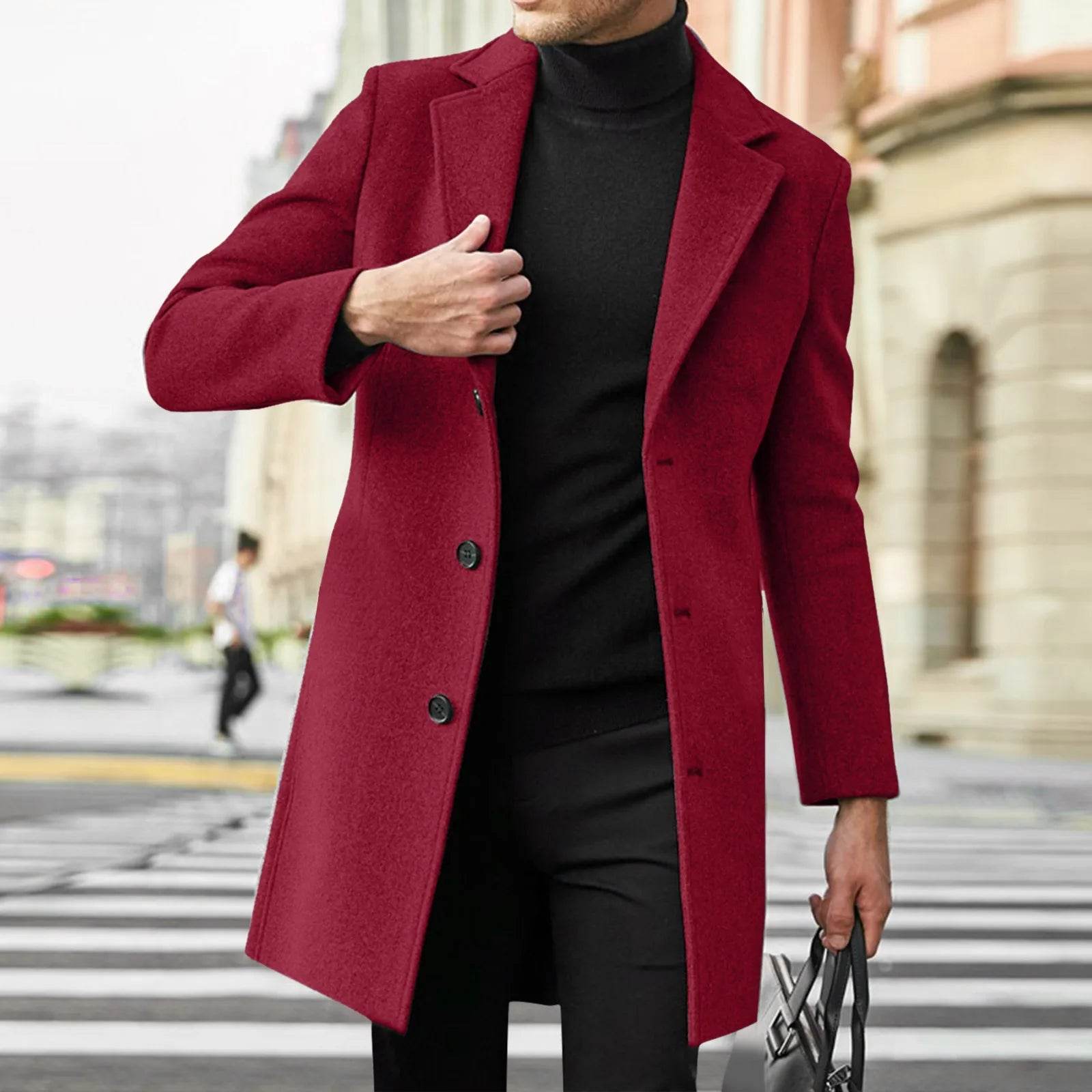 ZOMAXIUJEE Men’s Slim Fit Woolen Winter Jacket - Vintage Style Padded Coat - Buy Center US