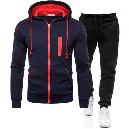 Stylish Zipper Hooded Tracksuit for Men - Casual Fitness Jogging Set - Buy Center US