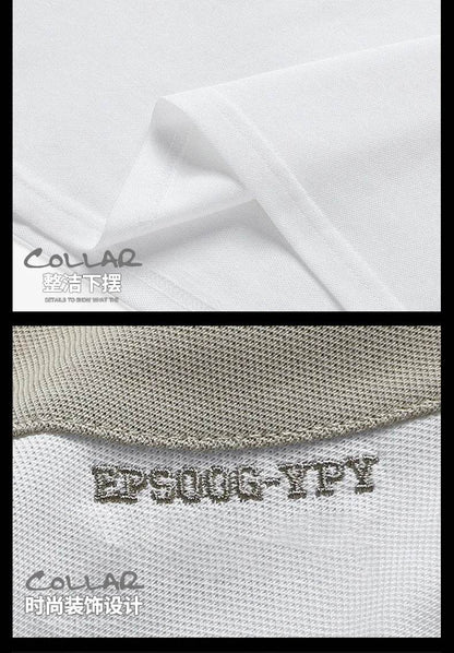 Korea Style 2023 Men's Polo Shirt - Breathable Patchwork Short Sleeve Tops - Buy Center US