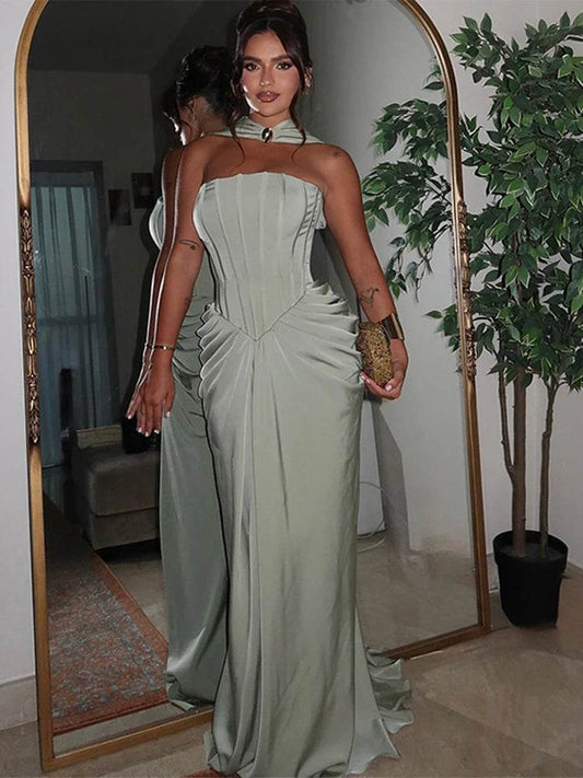 Elegant Strapless Long Dress - Chic Evening Wear for Women - Buy Center US