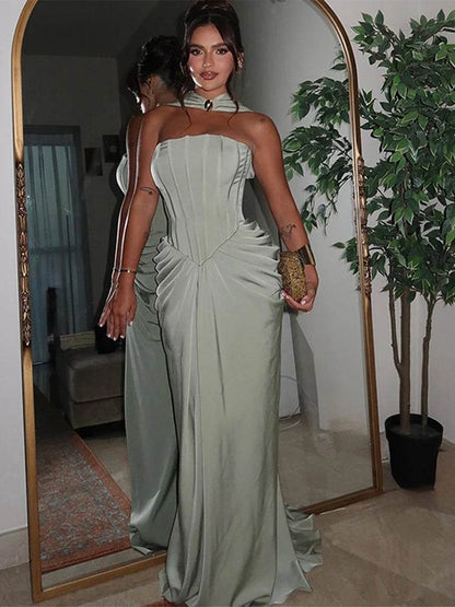 Elegant Strapless Long Dress - Chic Evening Wear for Women - Buy Center US