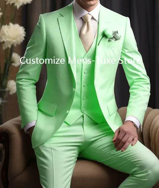 Elegant Men's Wedding Suit - Slim Fit 3-Piece Blazer, Pants & Vest - Buy Center US