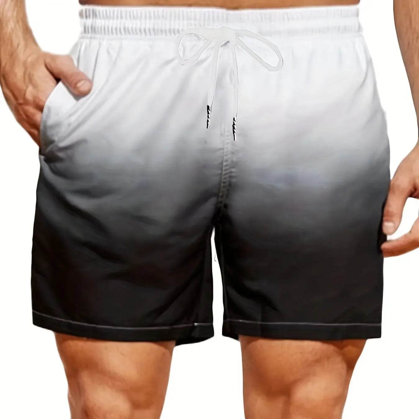 Men's Plus Size Gradient Beach Shorts - Elastic Drawstring Casual Pants - Buy Center US